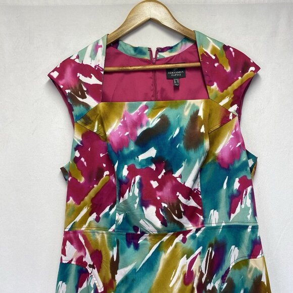 Adrianna Papell Cap Sleeve Square Neck Sheath Dress Women Size 16 Multicolor - Picture 14 of 15